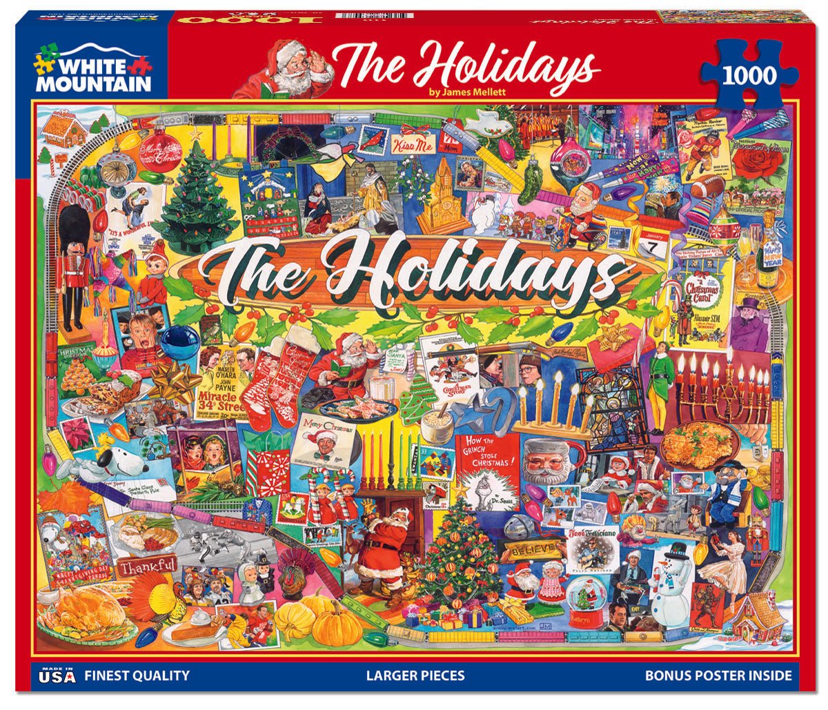 1000 Piece Jigsaw Puzzle - The Holidays – White Mountain Puzzles