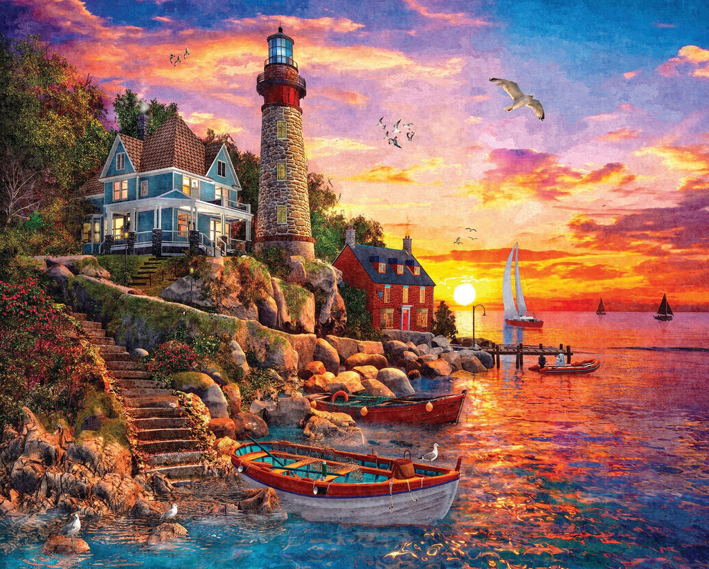 Lantern Press 1000 Piece Jigsaw Puzzle - Lake Michigan Sunset On Beach Challenging Puzzle