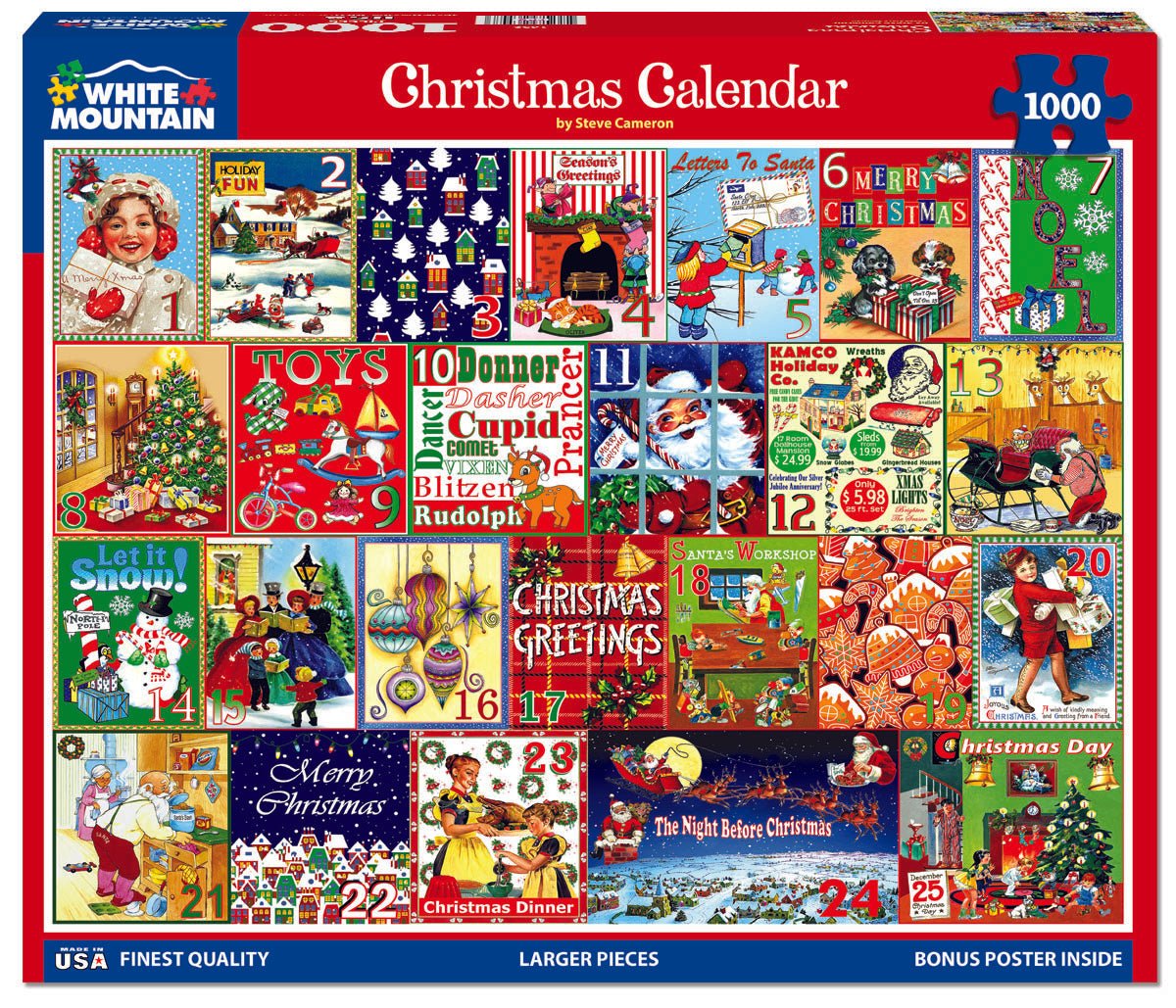 1000 Piece Jigsaw Puzzle - Christmas Calendar – White Mountain Puzzles