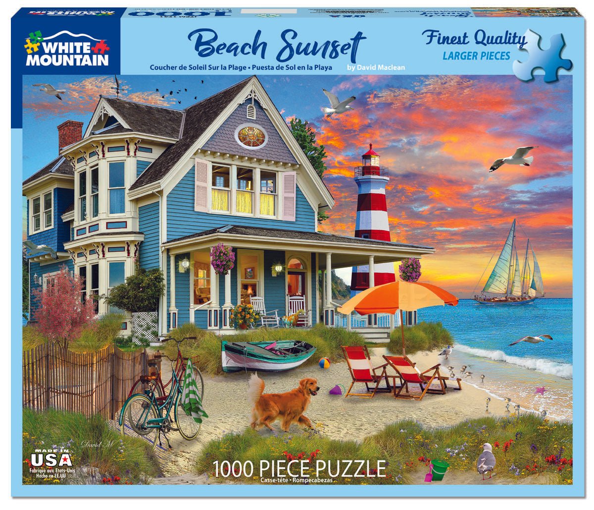 1000 Piece Jigsaw Puzzle - Beach Sunset – White Mountain Puzzles