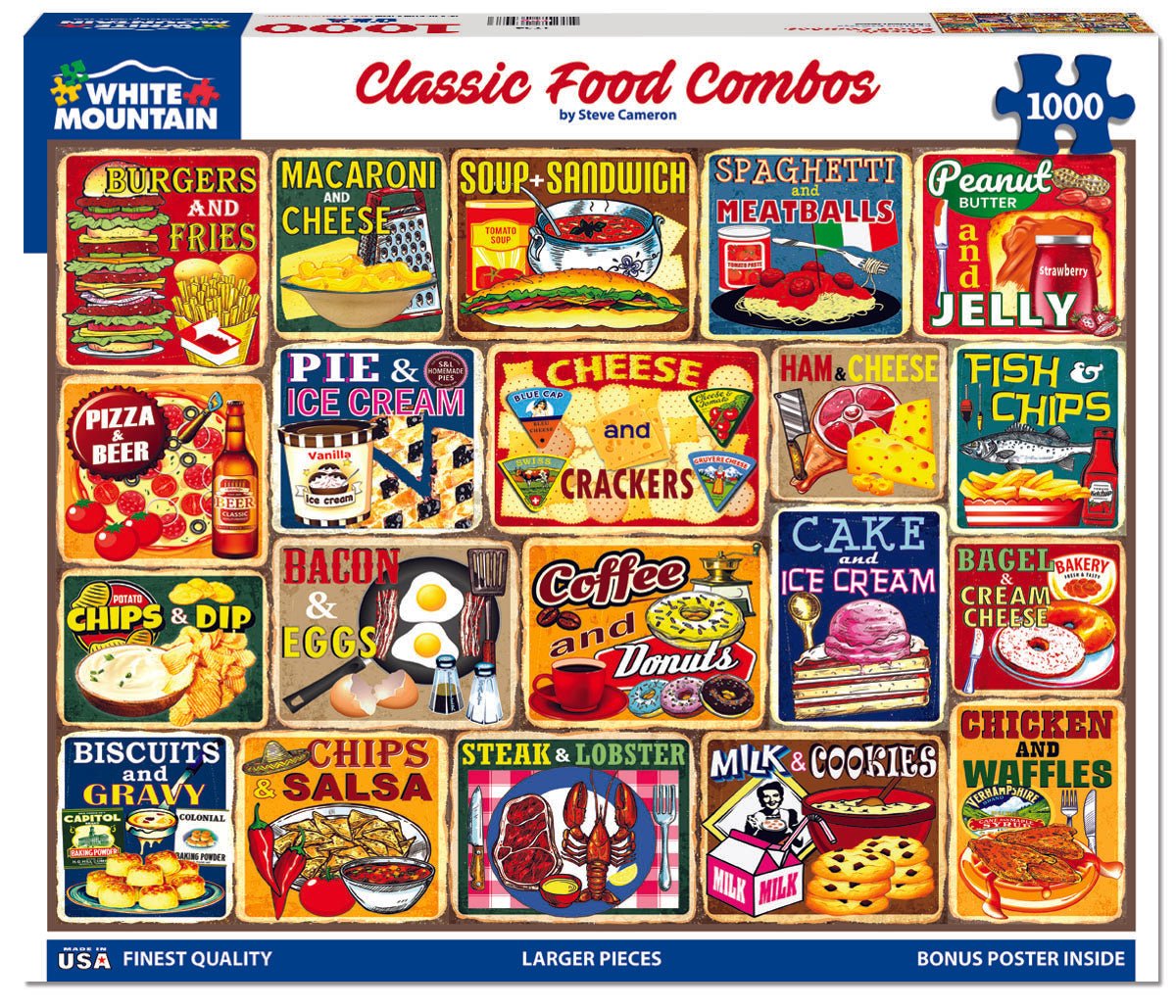 1000 Piece Jigsaw Puzzle - Classic Food Combos – White Mountain