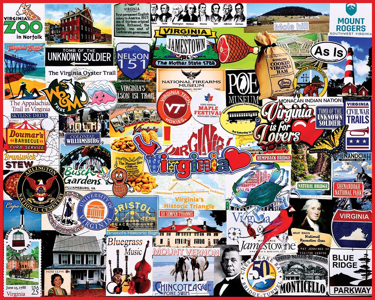 1000 Piece Jigsaw Puzzle - I Love Virginia – White Mountain Puzzles