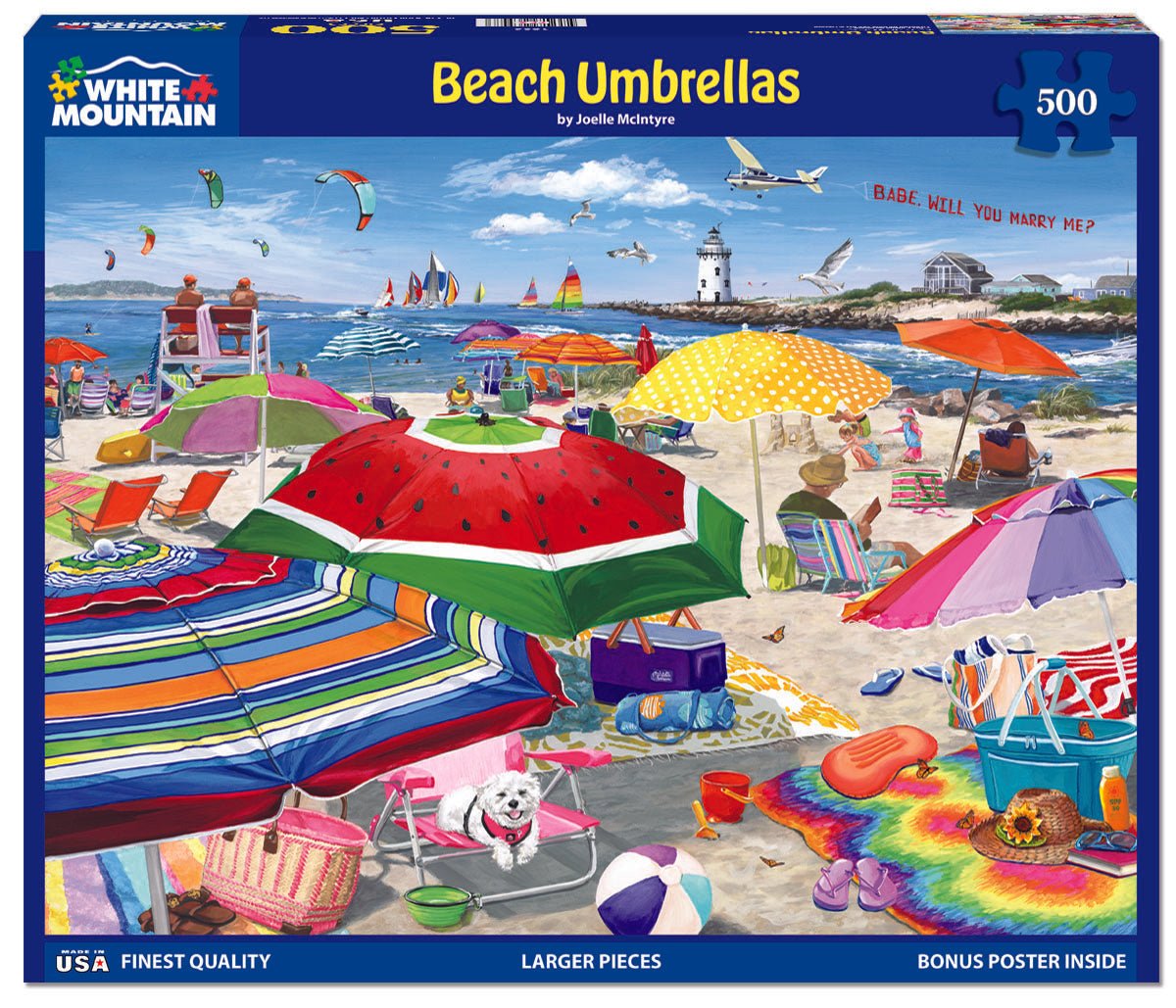 Beach Umbrellas (1806pz) - 500 Piece Jigsaw Puzzle – White