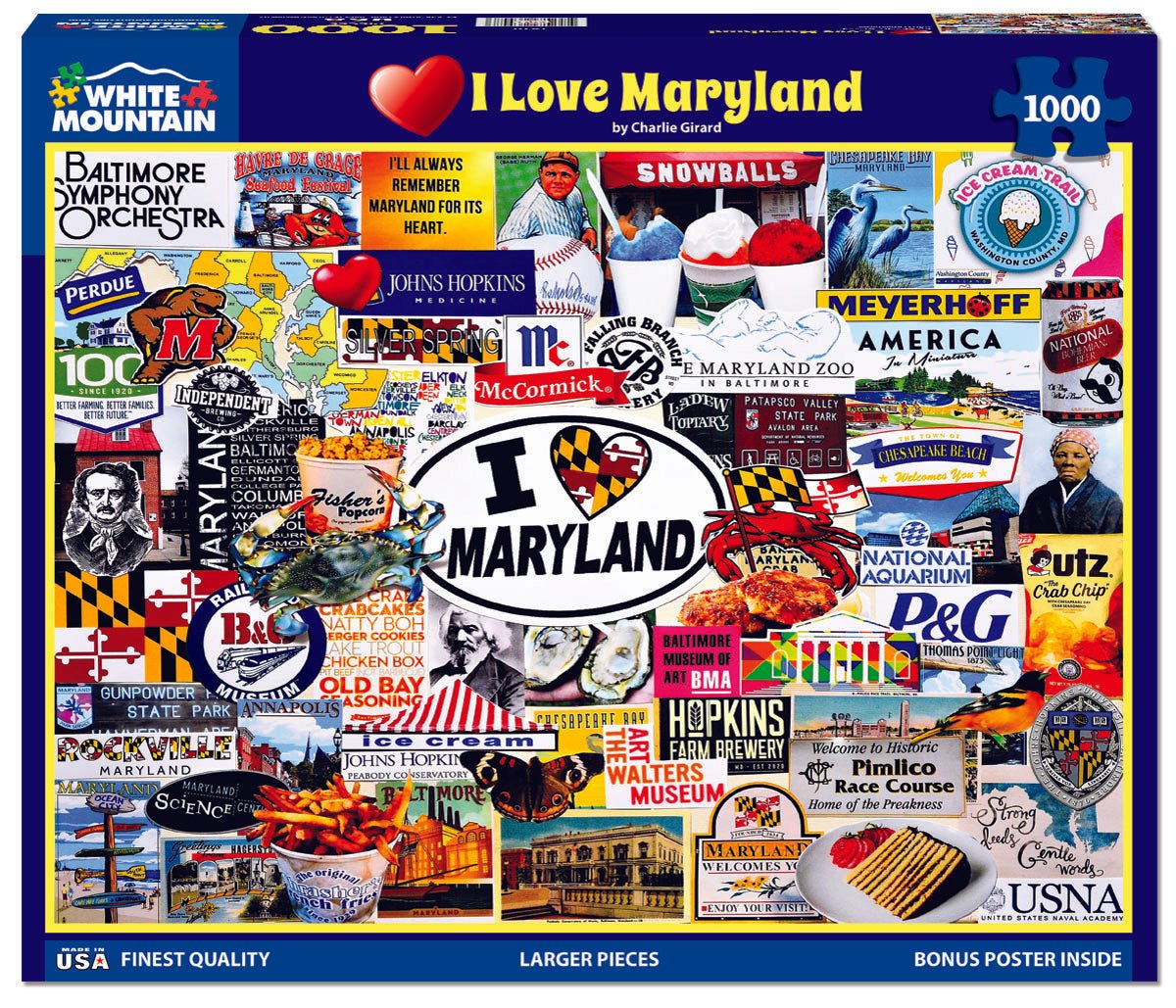 I Love Maryland (1810pz) - 1000 Piece Jigsaw Puzzle – White