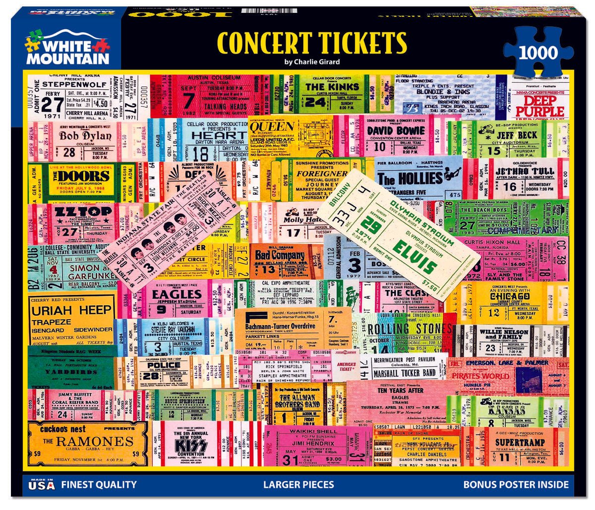 1000 Piece Jigsaw Puzzle - Concert Tickets – White Mountain Puzzles
