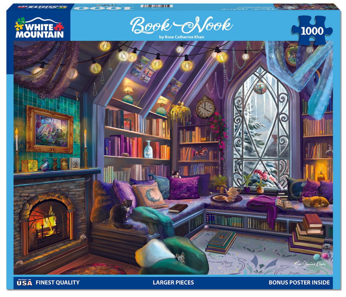 1000 Piece Jigsaw Puzzle - Book Nook (1886pz) – White Mountain Puzzles