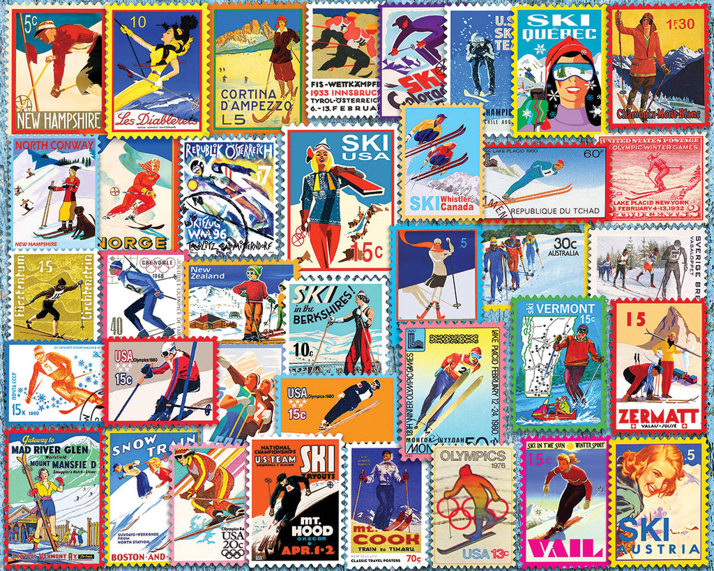 Ski Stamps (1915pz) - 1000 Piece Jigsaw Puzzle