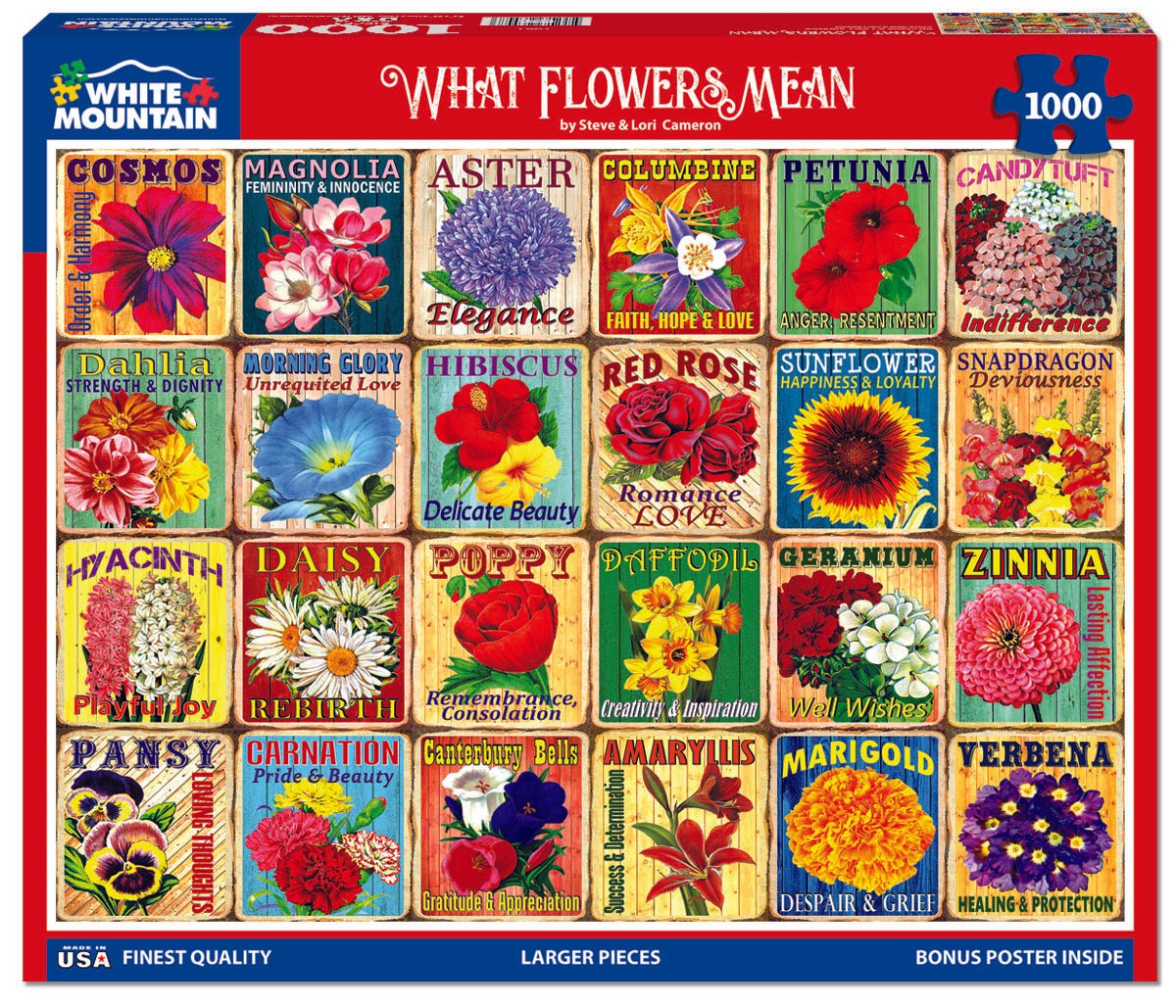 1000 Piece Jigsaw Puzzle - What Flowers Mean (1967pz) – White