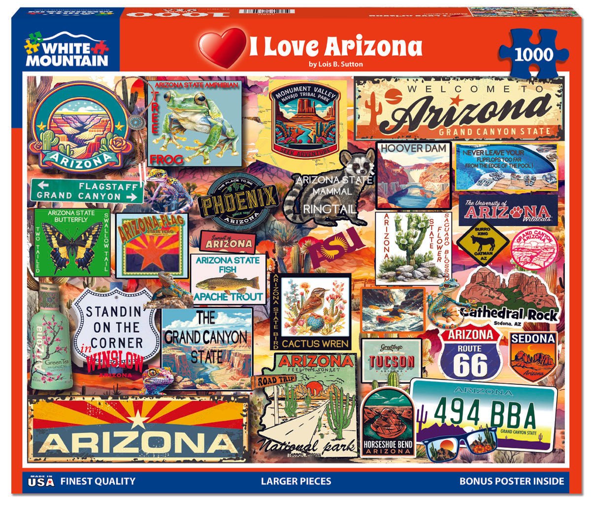 1000 Piece Jigsaw Puzzle - I Love Arizona (1980pz) – White