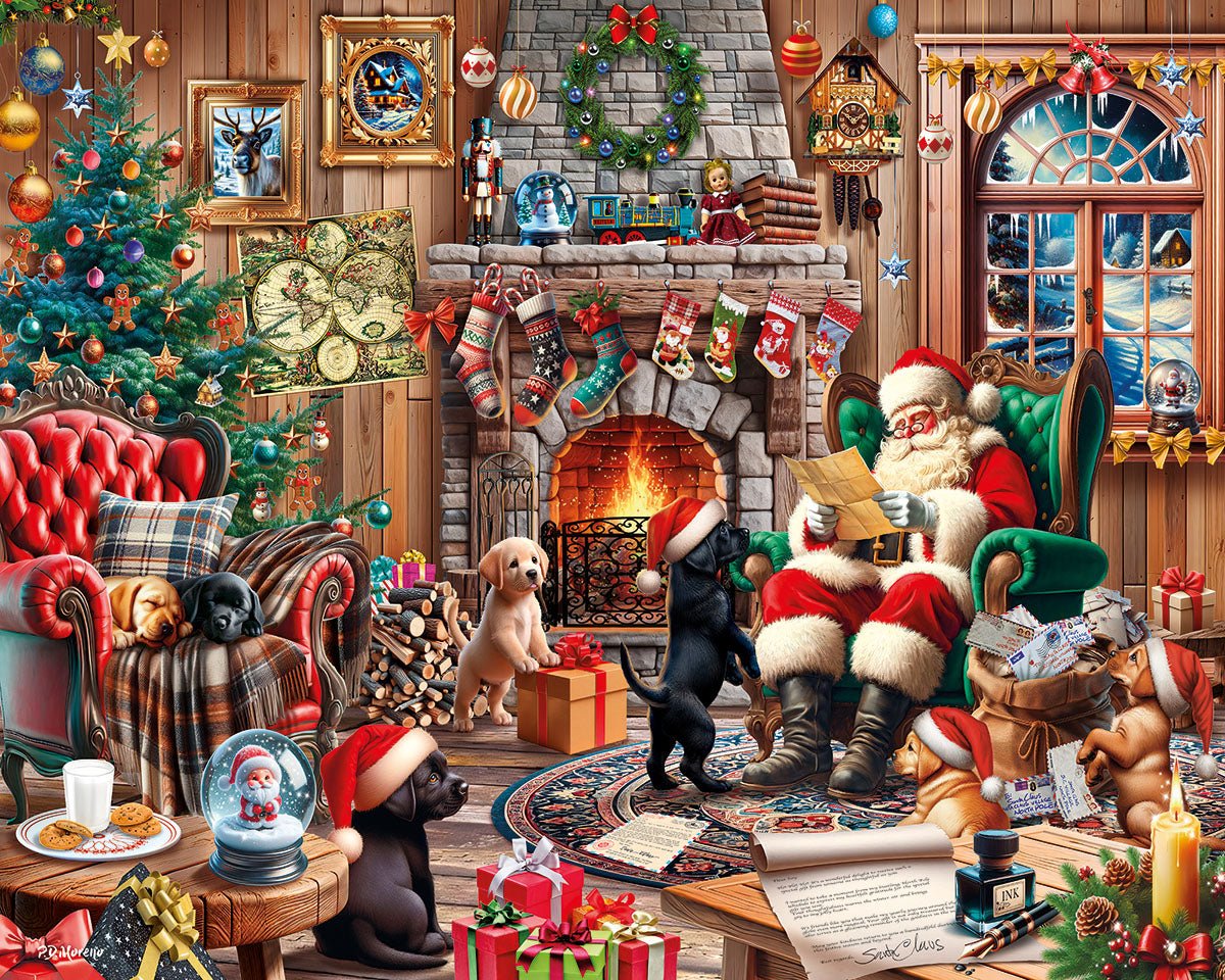 ノスプロジェクト◆クロエワンピース◆ボルドー◆Mサイズ◆クリスマス 1000 Piece Jigsaw Puzzle - Christmas Puppies (2009pz) – White