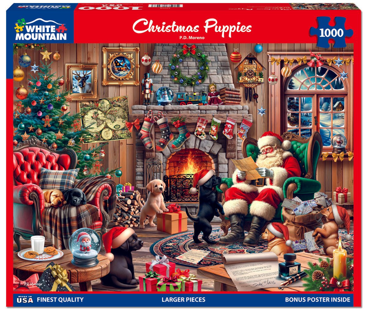 1000 Piece Jigsaw Puzzle - Christmas Puppies (2009pz) – White