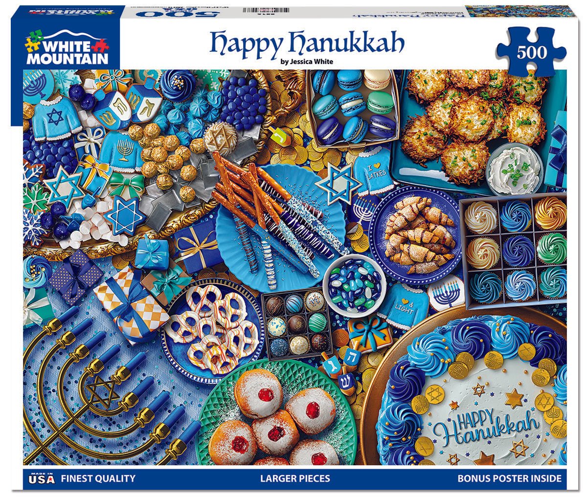 500 Piece Jigsaw Puzzle - Happy Hanukkah (2016pz) – White Mountain