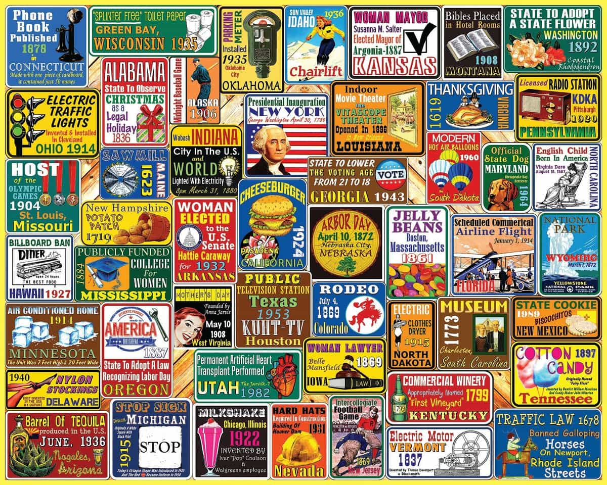 1000 Piece Jigsaw Puzzle - America's Firsts (2034pz) – White