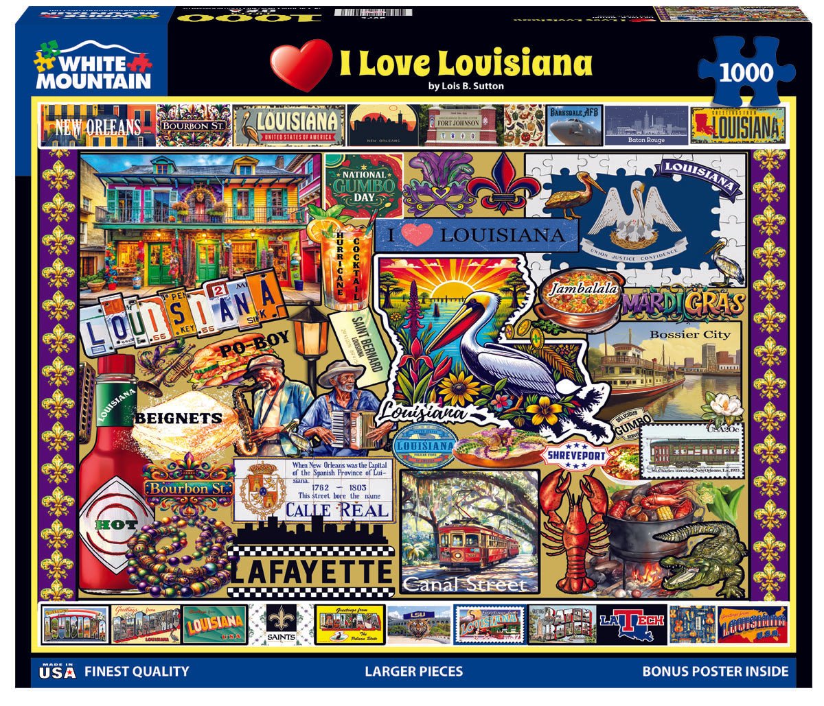 1000 Piece Jigsaw Puzzle - I Love Louisiana (2076pz) – White