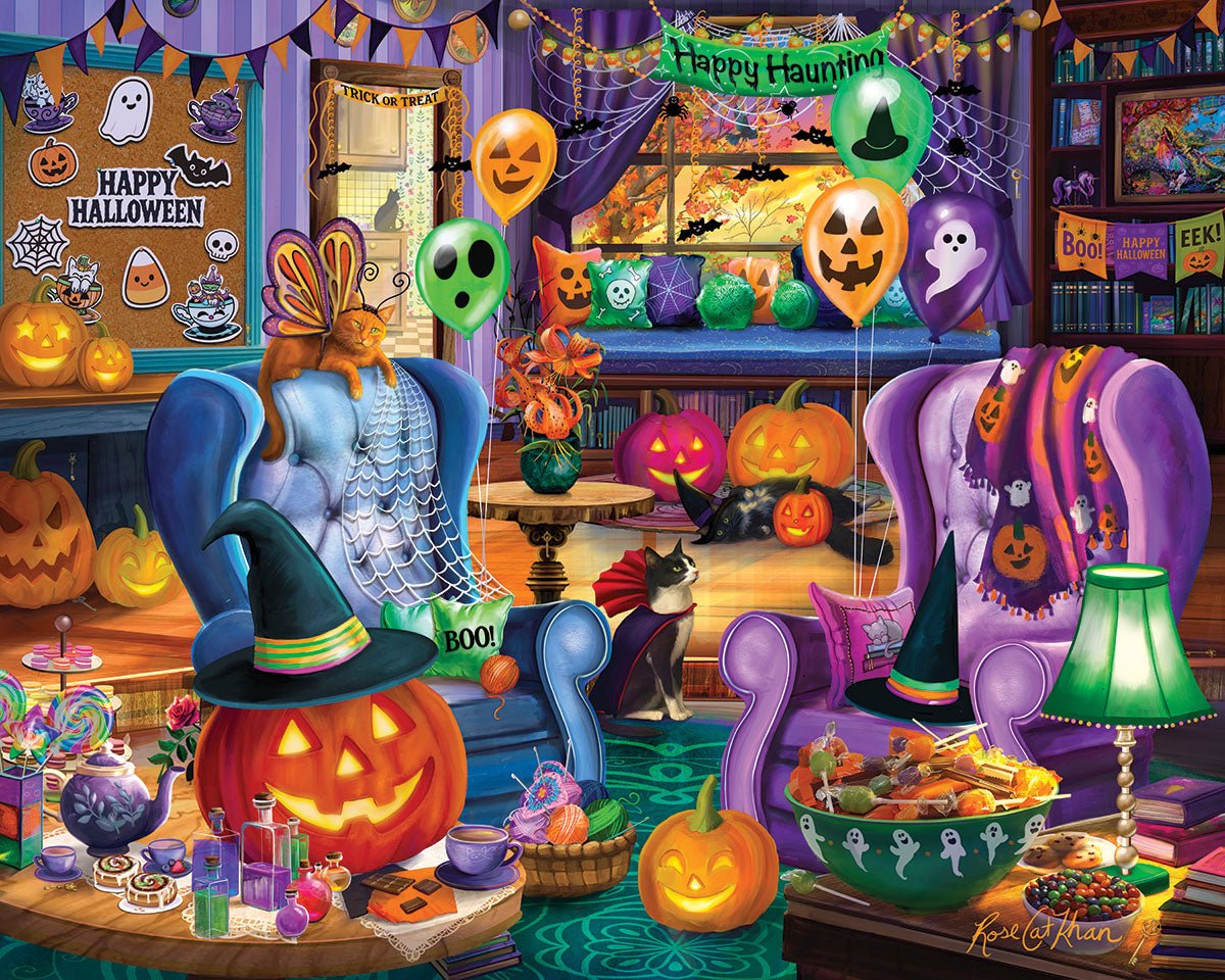 1000 Piece Jigsaw Puzzle - Halloween Library (2125pz) – White
