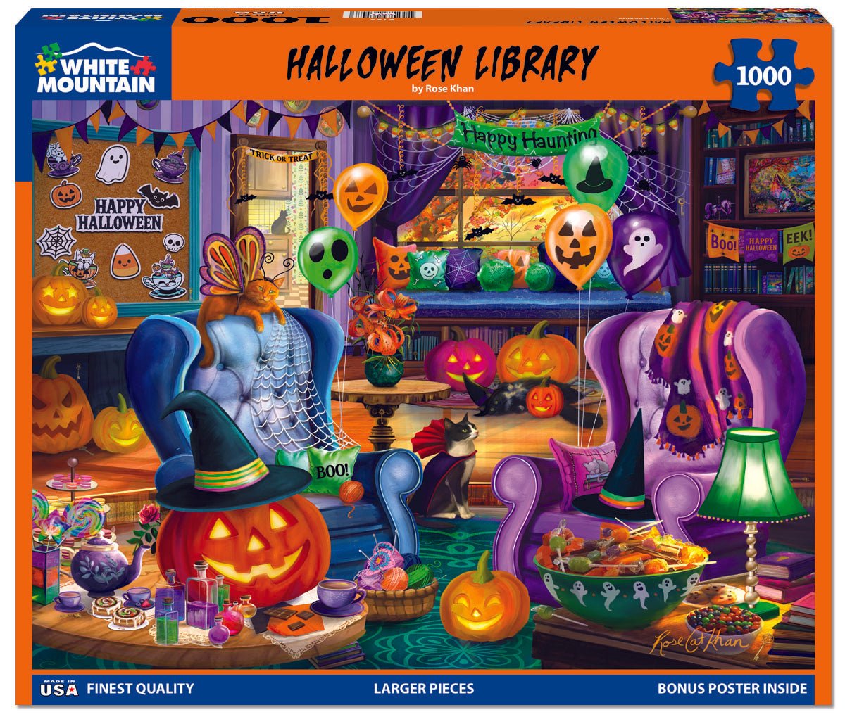 1000 Piece Jigsaw Puzzle - Halloween Library (2125pz) – White