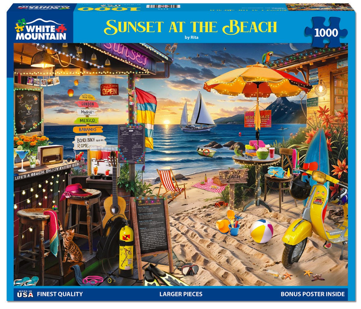 1000 Piece Jigsaw Puzzle - Sunset At The Beach (2133pz) – White