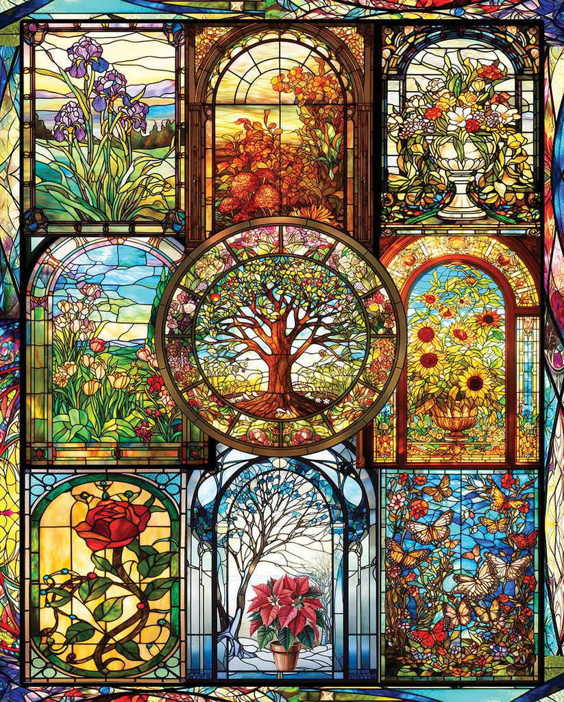 Four Season Stained Glass (2139pz) - 1000 Piece Jigsaw Puzzle