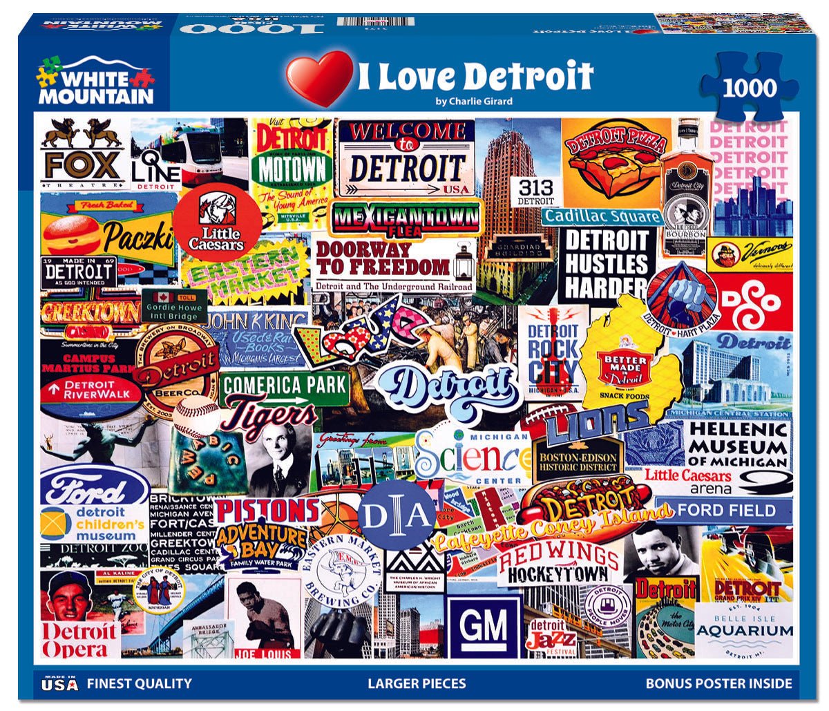 1000 Piece Jigsaw Puzzle - I Love Detroit (2173pz) – White