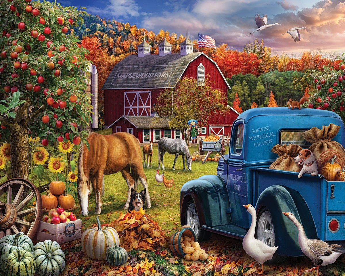 1000 Piece Jigsaw Puzzle - Maplewood Farm in Fall (2193pz) – White