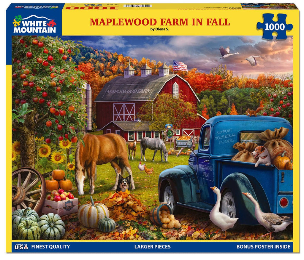 1000 Piece Jigsaw Puzzle - Maplewood Farm in Fall (2193pz) – White