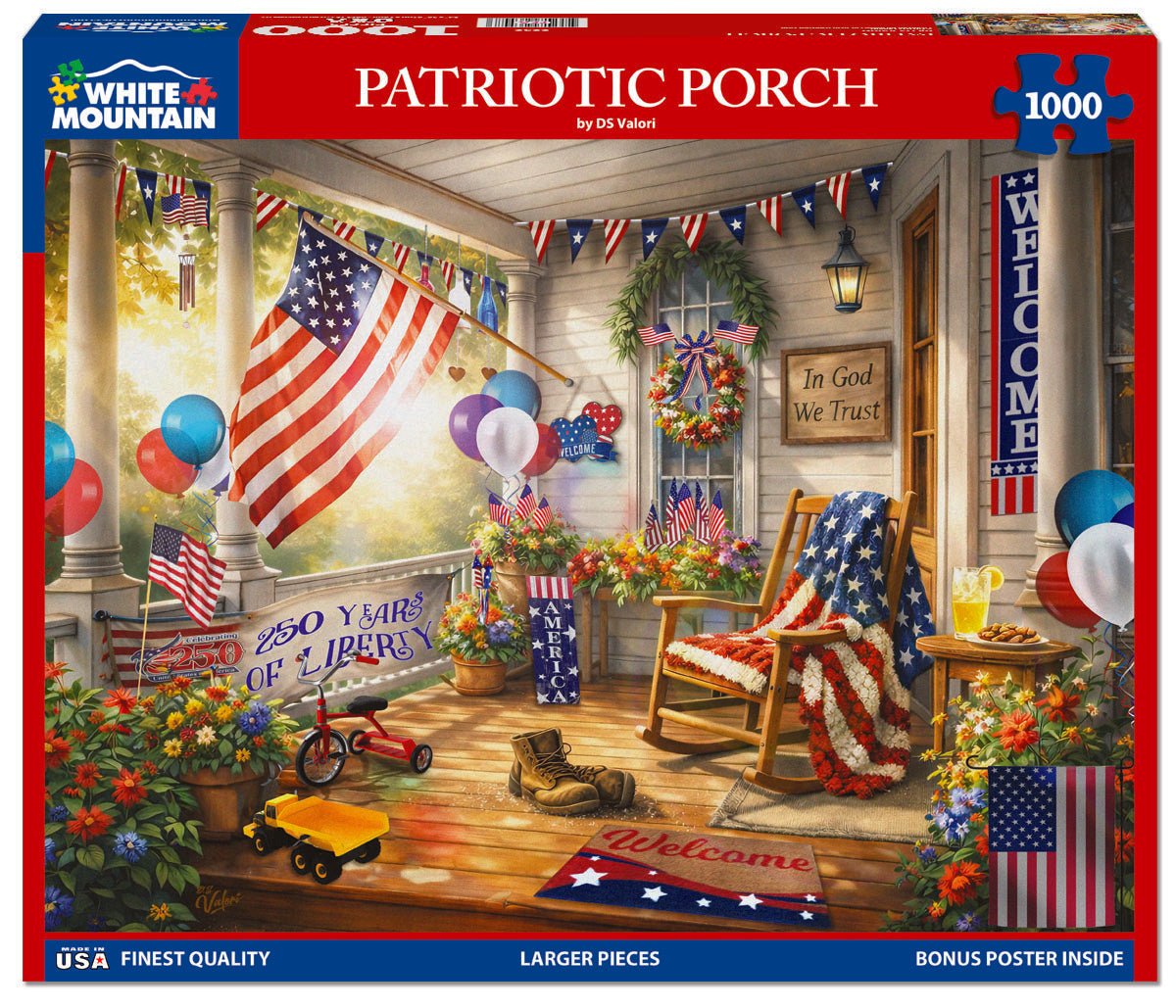 1000 Piece Jigsaw Puzzle - Patriotic Porch (2232pz) – White Mountain ...