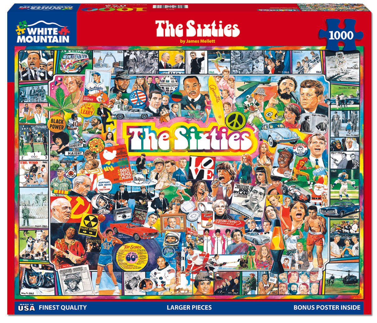 1000 Piece Jigsaw Puzzle for Adults - The Sixties – White Mountain