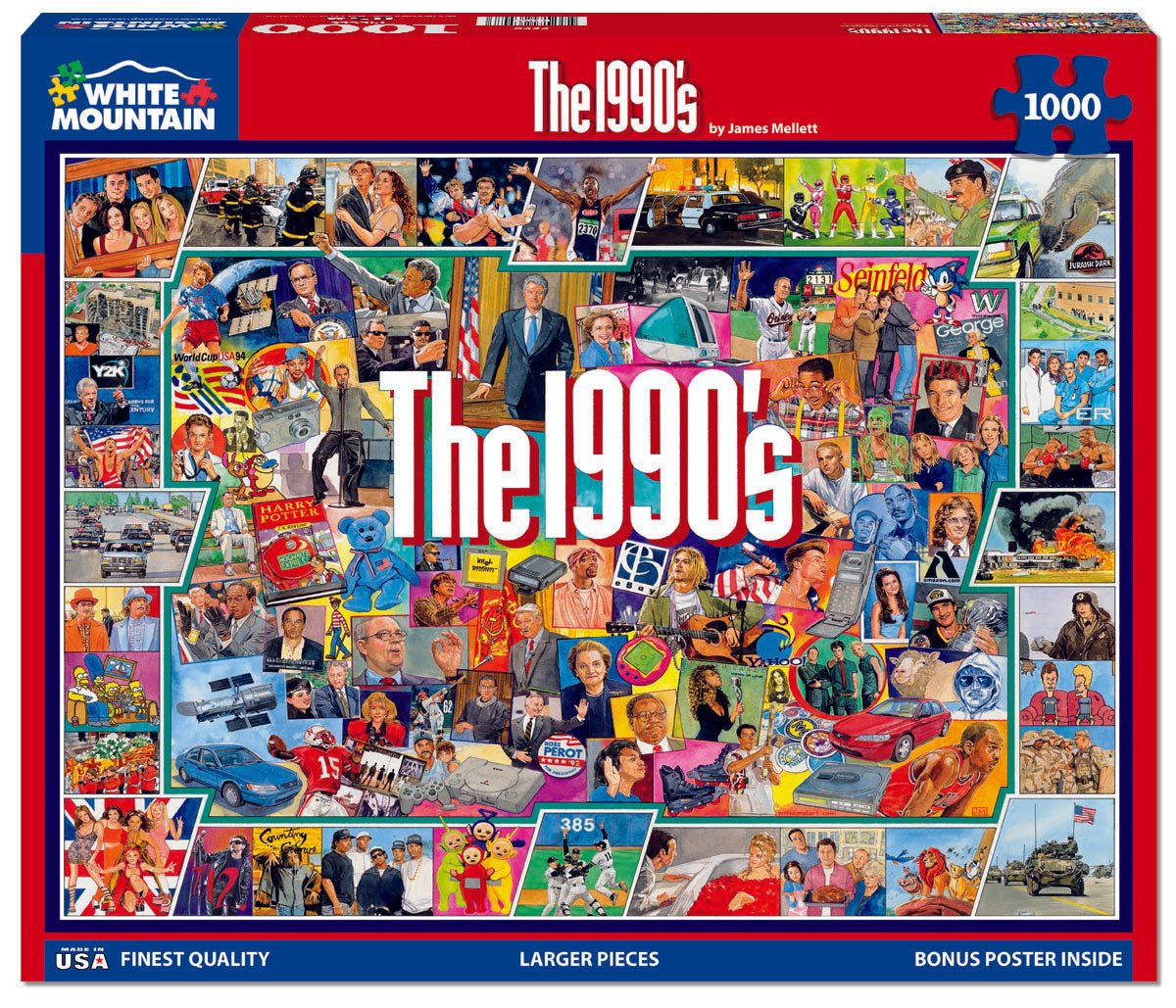 1000 Piece Jigsaw Puzzle - The Nineties – White Mountain Puzzles