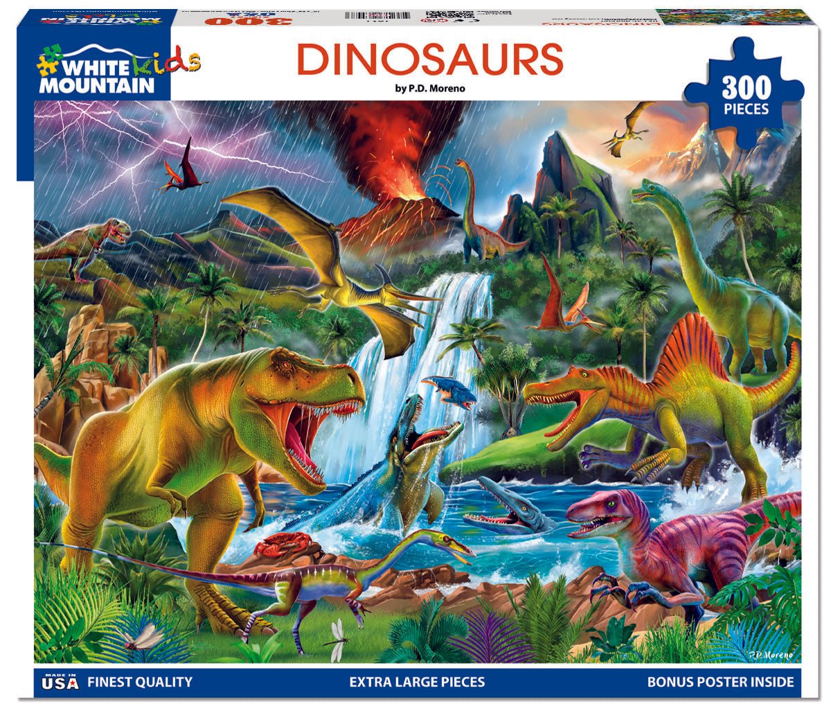 300 Piece Jigsaw Puzzle - Dinosaurs – White Mountain Puzzles