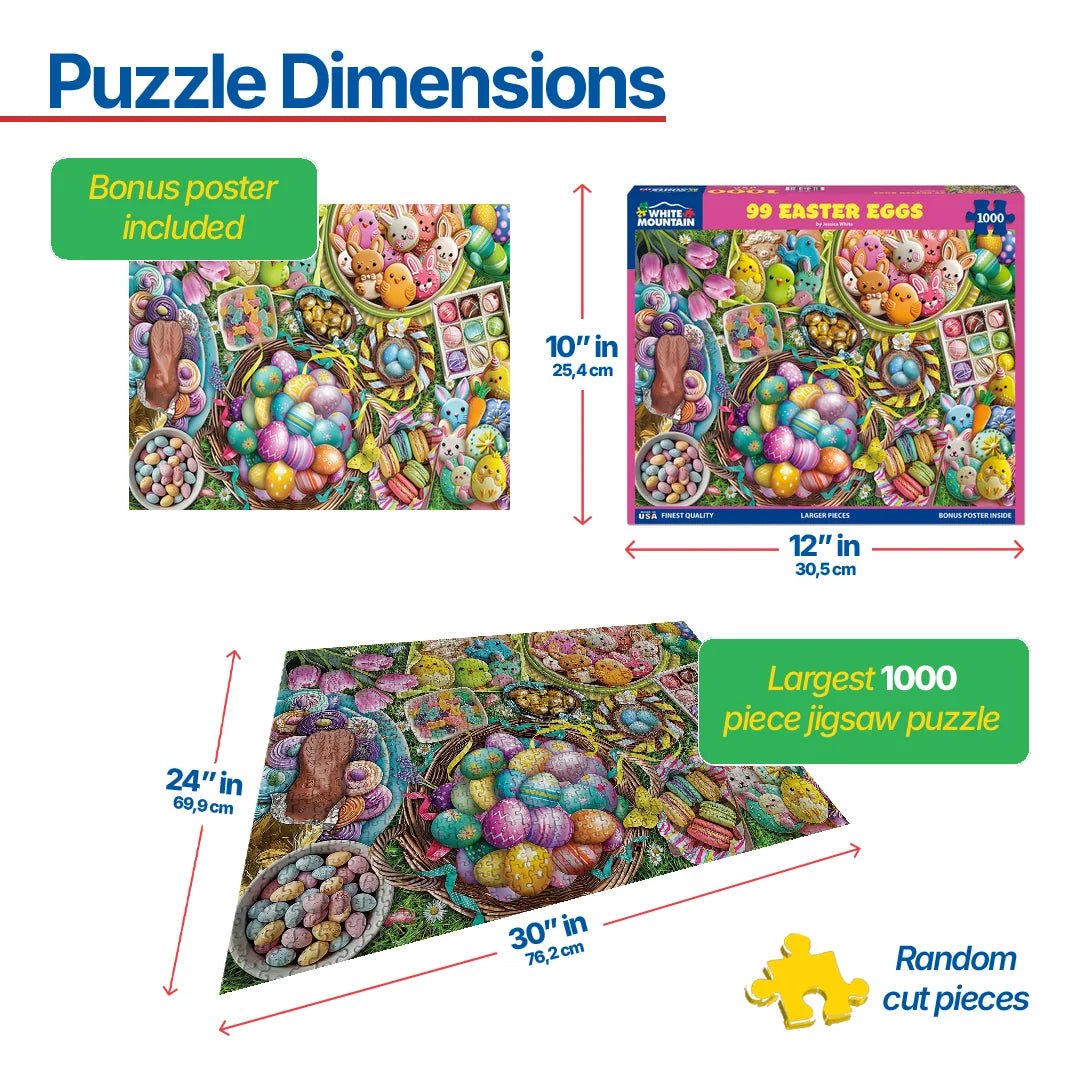 1000 Piece Jigsaw Puzzle - 99 Easter Eggs (1919pz) – White