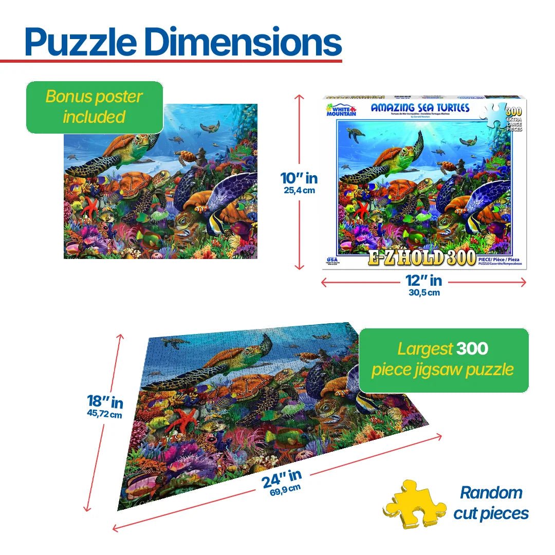 Amazing Sea Turtles - 300 Piece Jigsaw Puzzle – White Mountain Puzzles