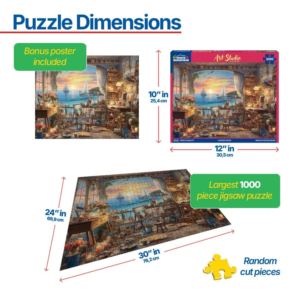1000 Piece Jigsaw Puzzle - Art Studio (2002pz) – White Mountain