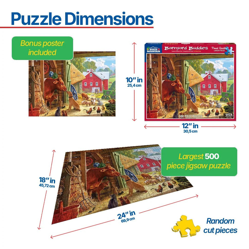 Barnyard Buddies - 500 Piece Jigsaw Puzzle – White Mountain Puzzles