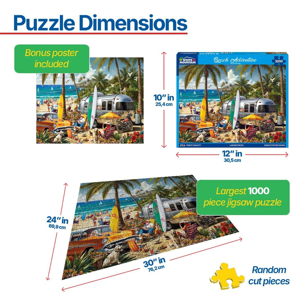 1000 Piece Jigsaw Puzzle - Beach Adventure (2033pz) – White