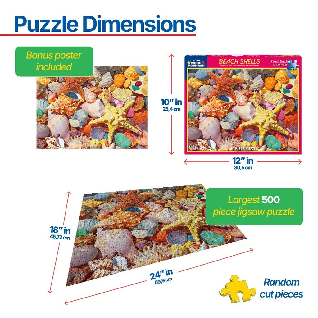 Beach Shells - 500 Piece Jigsaw Puzzle – White Mountain Puzzles