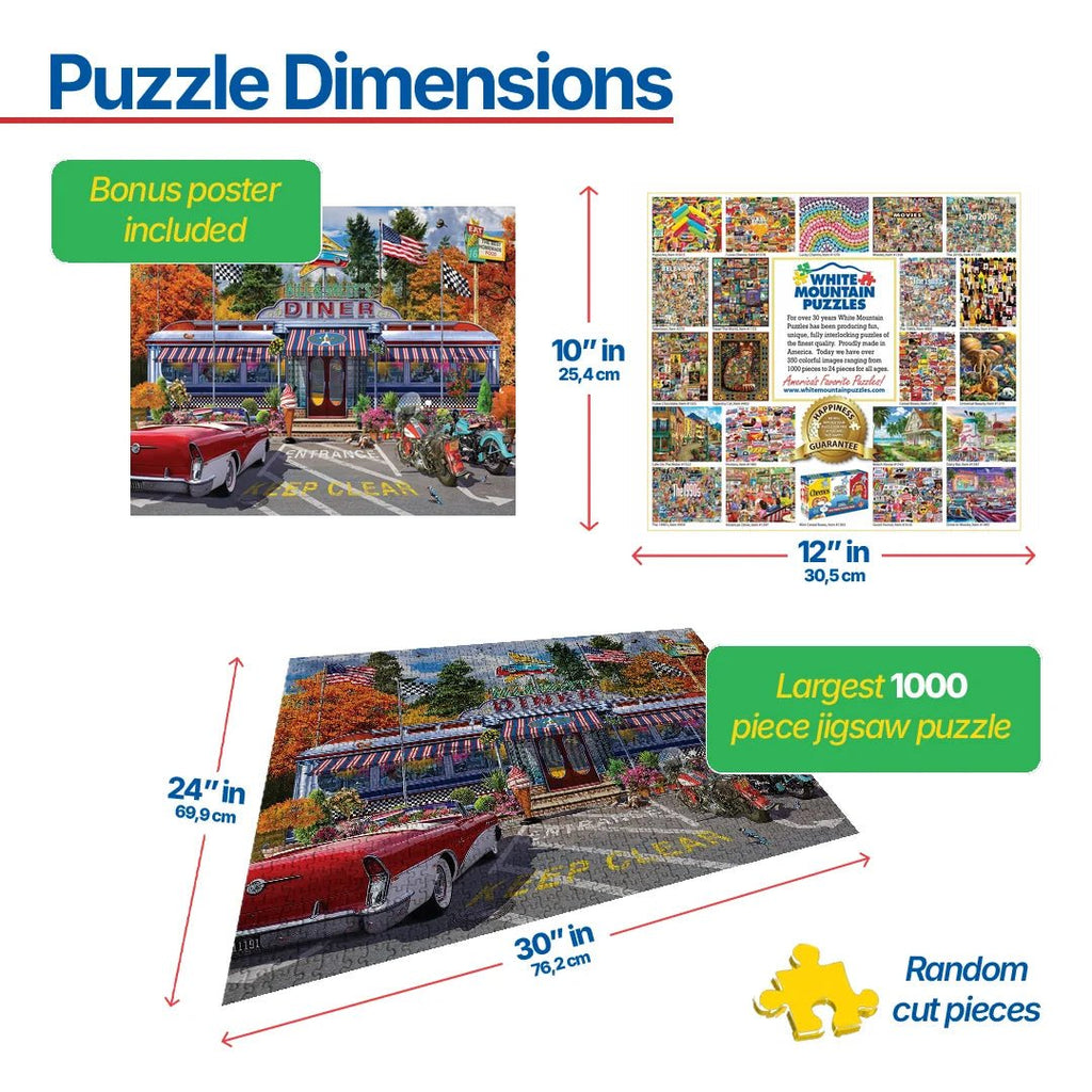 1000 Pieces - Bill & Sally's Diner – White Mountain Puzzles 1000 Pieces - Bill & Sally's Diner – White Mountain Puzzles
