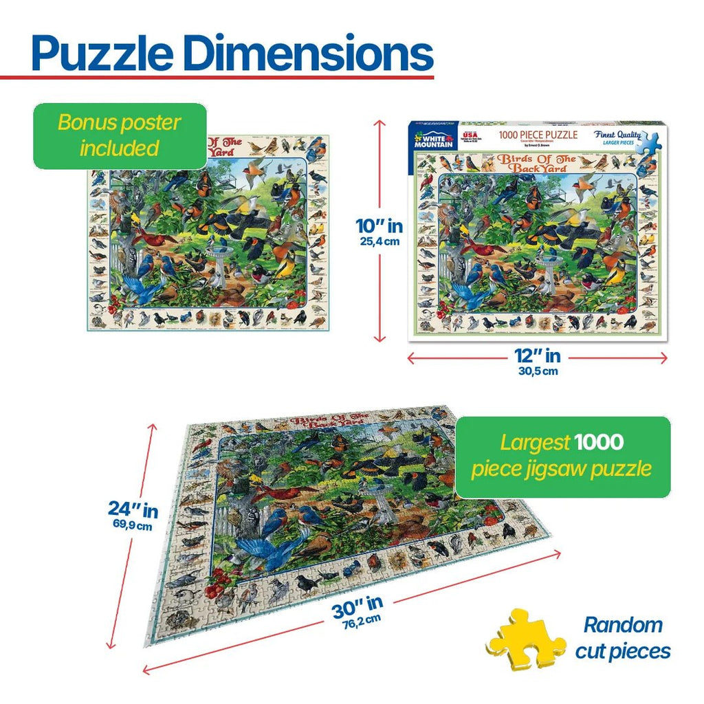 1000 Piece Jigsaw Puzzle - Birds of the Back Yard – White Mountain