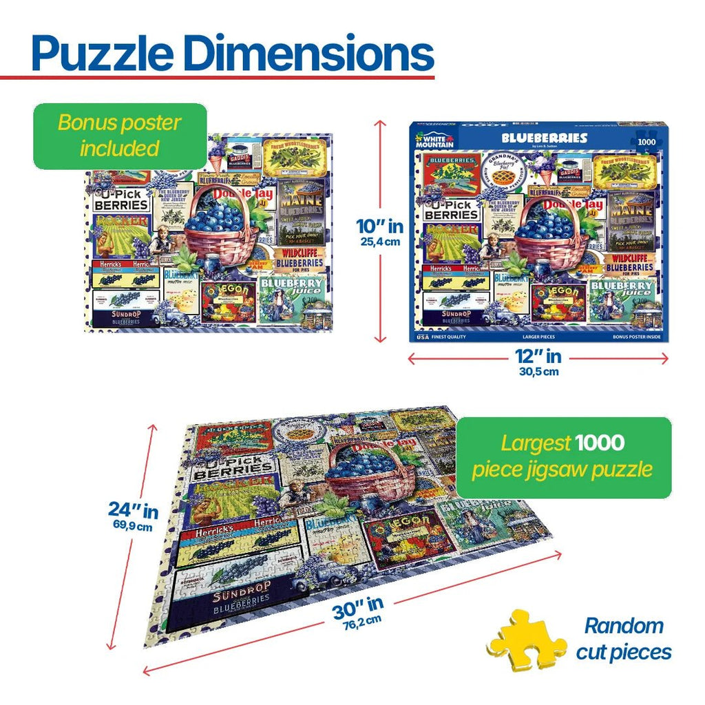 Blueberries (1879pz) - 1000 Piece Jigsaw Puzzle – White Mountain