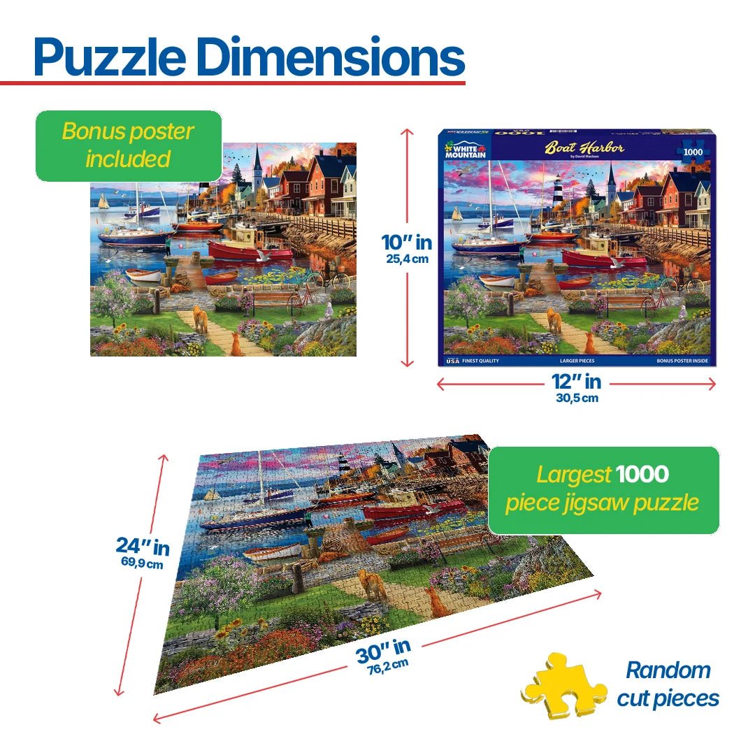 1000 Piece Jigsaw Puzzle - Boat Harbor (2109pz) – White Mountain 1000 Piece Jigsaw Puzzle - Boat Harbor (2109pz) – White Mountain