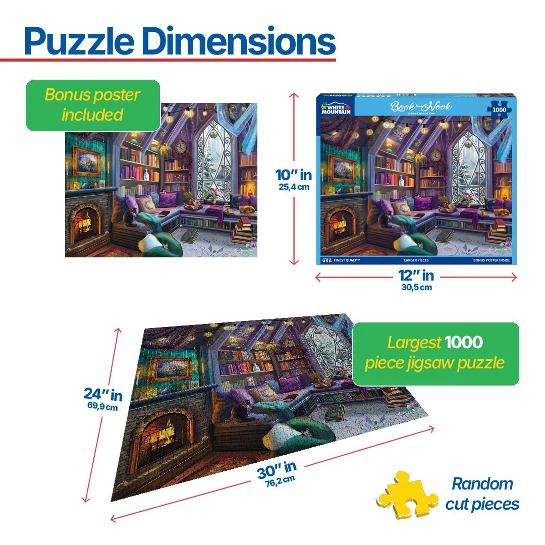 1000 Piece Jigsaw Puzzle - Book Nook (1886pz) – White Mountain Puzzles