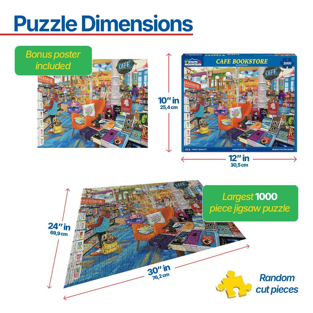 1000 Piece Jigsaw Puzzle - Cafe Bookstore (2128pz) – White
