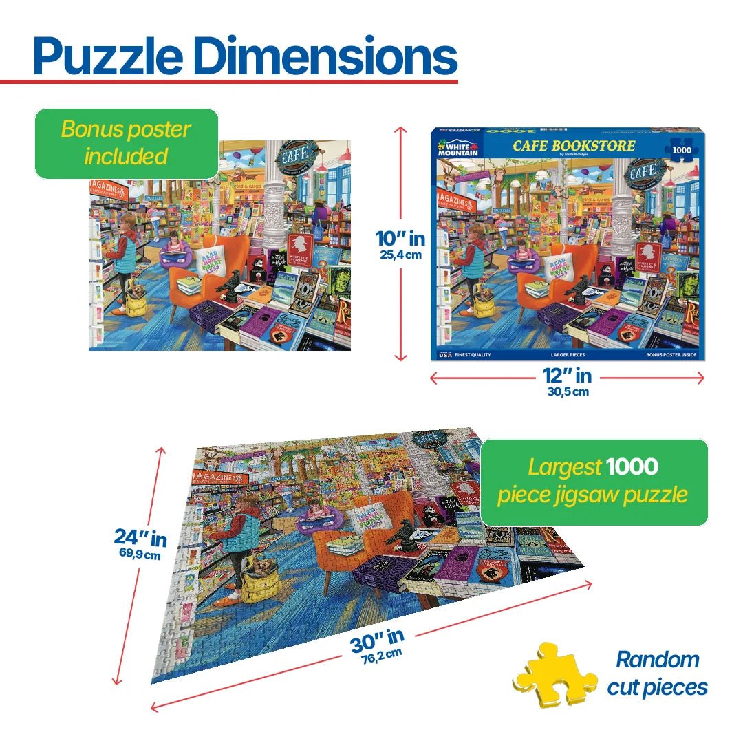 1000 Piece Jigsaw Puzzle - Cafe Bookstore (2128pz) – White