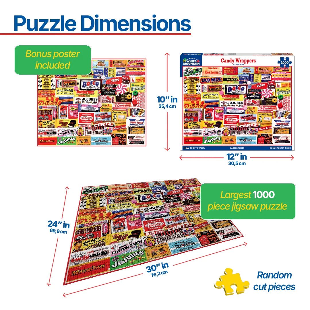 1000 Piece Jigsaw Puzzle - Candy Wrappers – White Mountain Puzzles