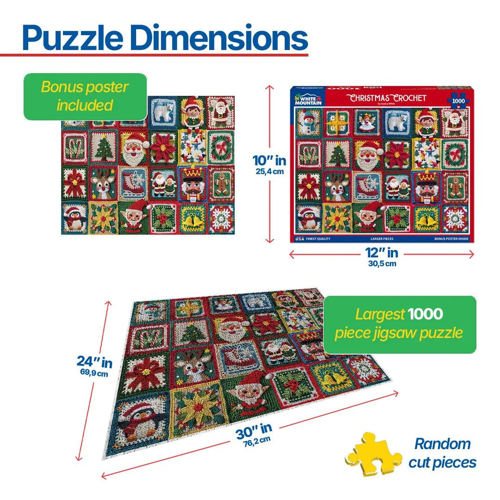 1000 Piece Jigsaw Puzzle - Christmas Crochet (1950pz) – White