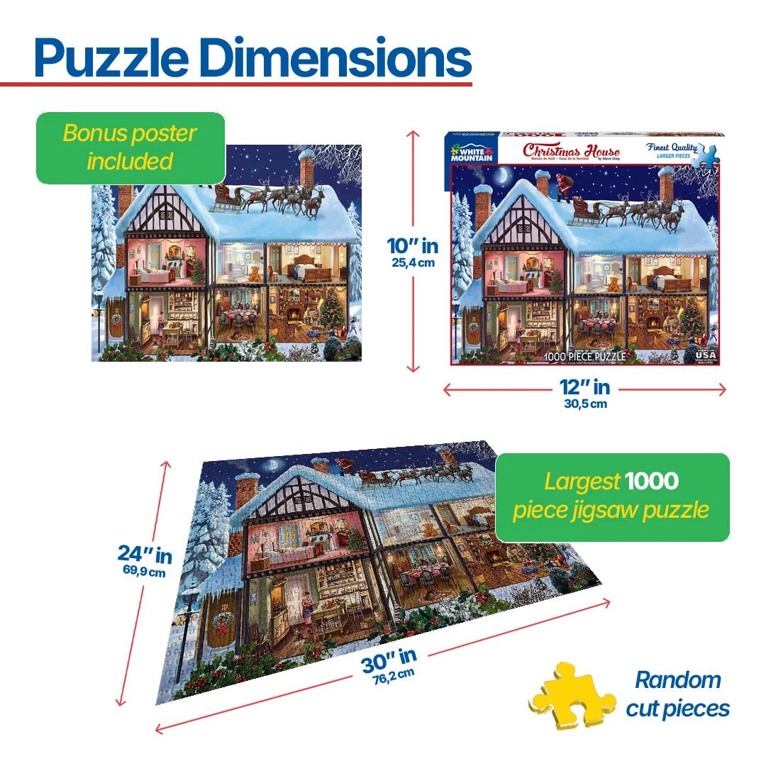 1000 Piece Jigsaw Puzzle - Christmas House – White Mountain Puzzles 1000 Piece Jigsaw Puzzle - Christmas House – White Mountain Puzzles