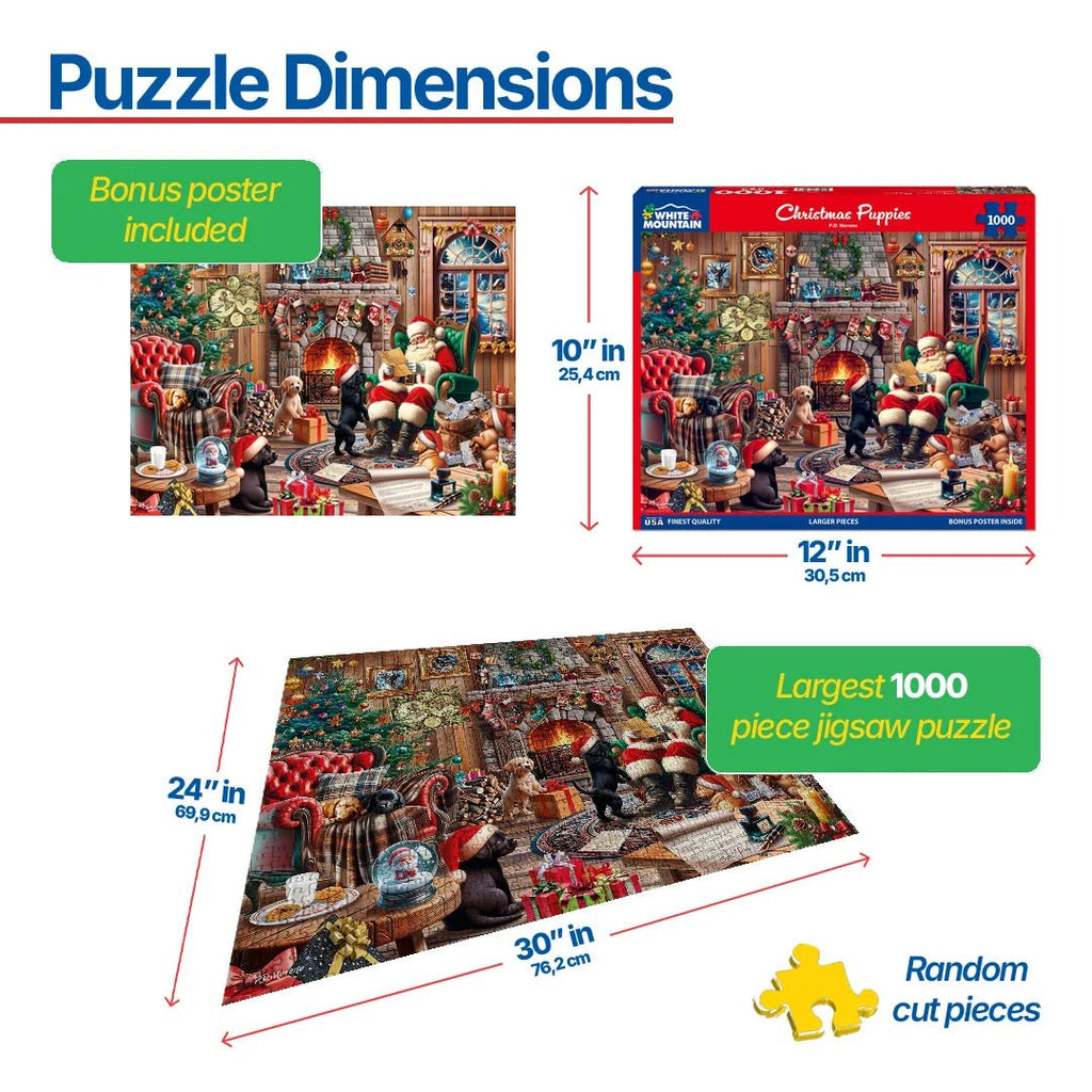 1000 Piece Jigsaw Puzzle - Christmas Puppies (2009pz) – White