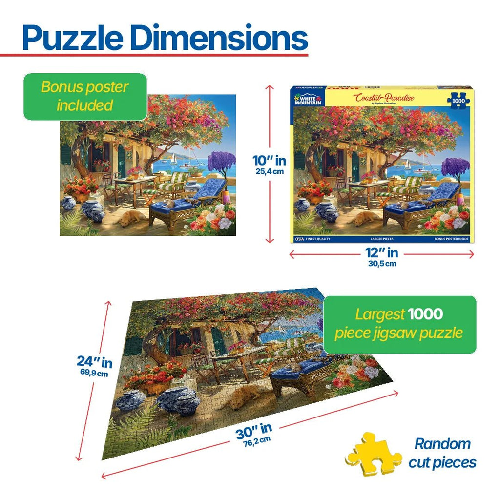 1000 Piece Jigsaw Puzzle - Coastal Paradise – White Mountain Puzzles