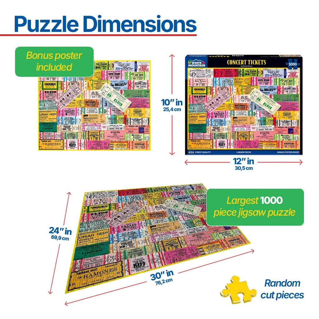 1000 Piece Jigsaw Puzzle - Concert Tickets – White Mountain Puzzles