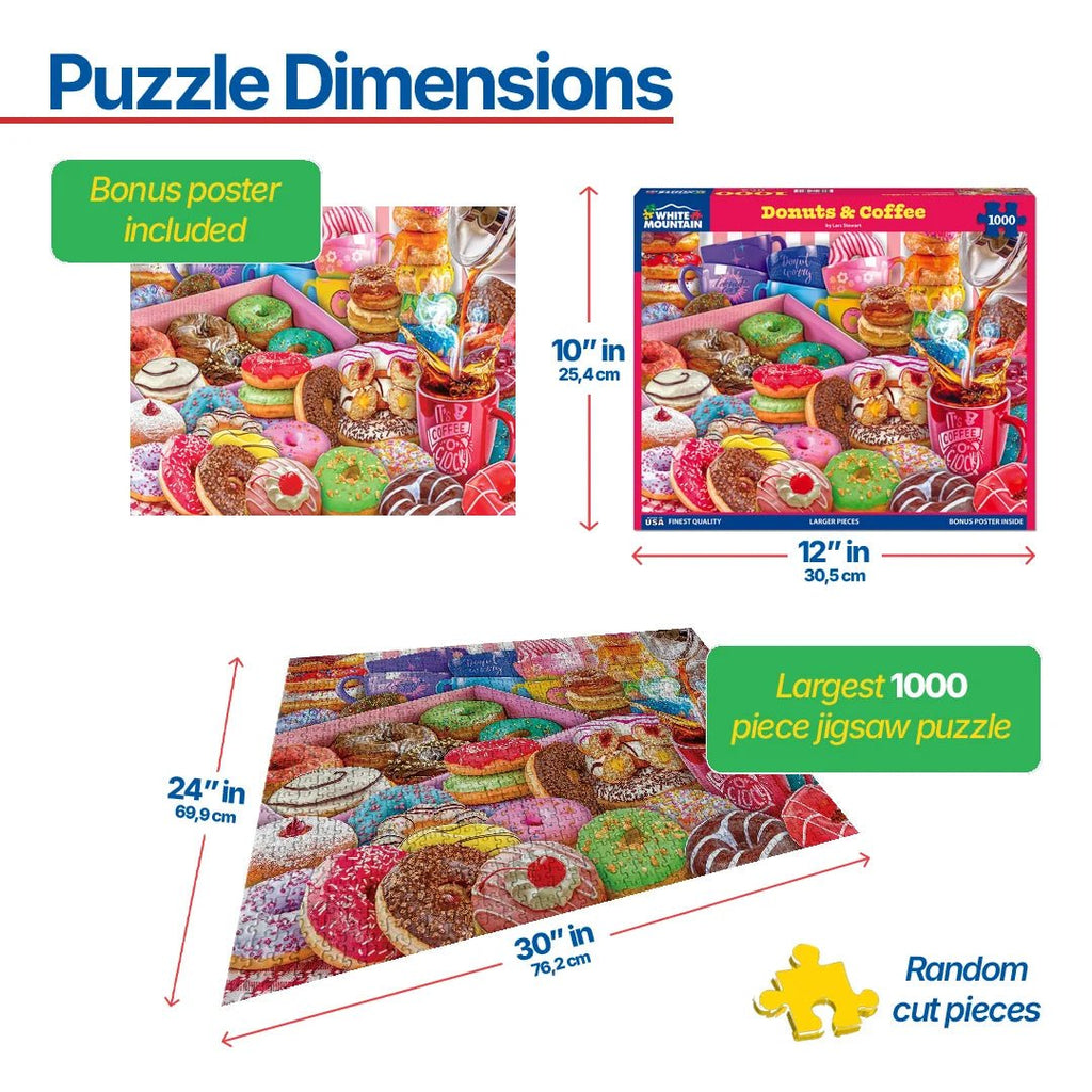 1000 Piece Jigsaw Puzzle - Donuts & Coffee (1869pz) – White