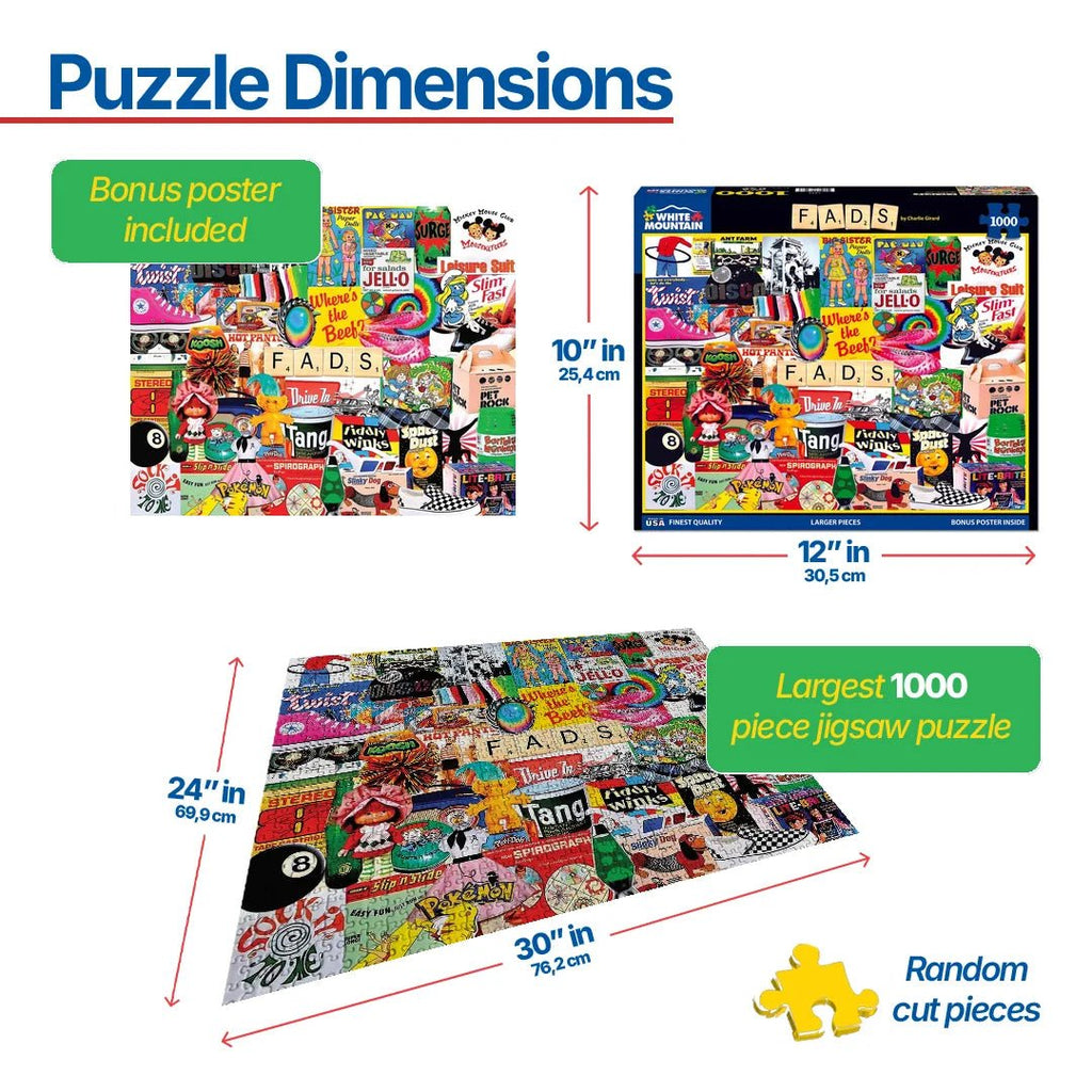 1000 Piece Jigsaw Puzzle - Fads – White Mountain Puzzles